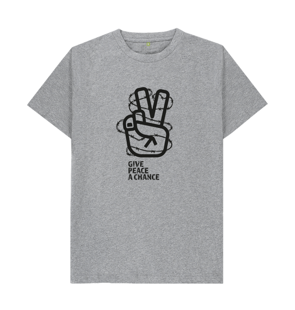 Athletic Grey Threaded Rebels, Men's Certified Organic Cotton T-shirt, Front Peace B