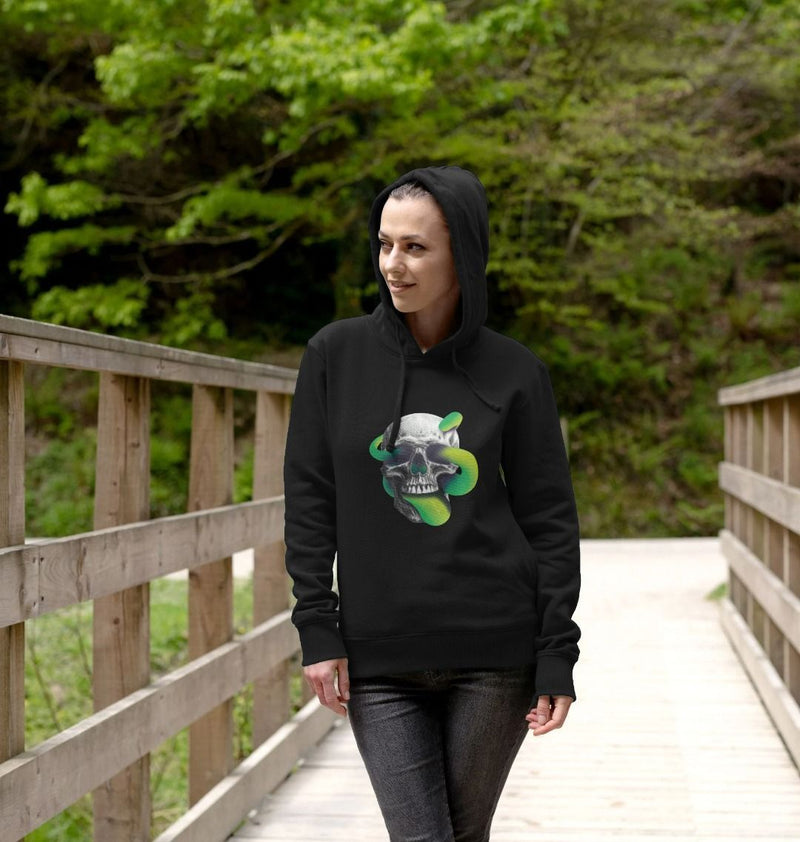 Threaded Rebels, Women's Certified Organic Cotton Pullover Hoodie, Skull Tongue G