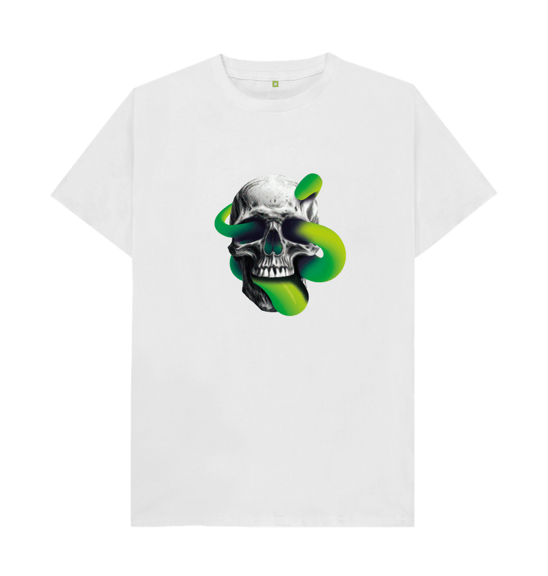 White Threaded Rebels, Men's Certified Organic Cotton T-shirt, Front Skull Tongue G