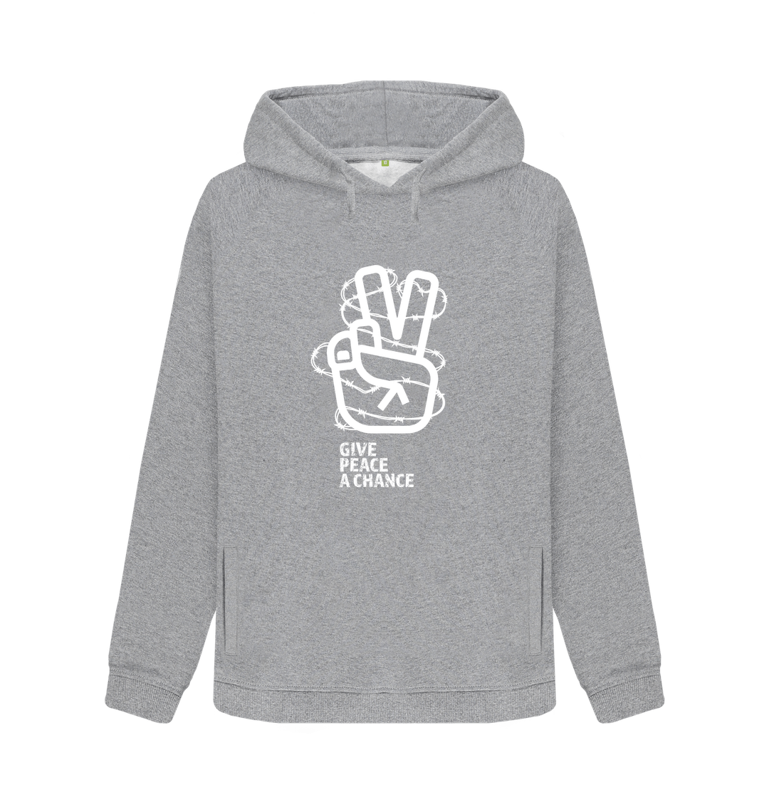 Light Heather Threaded Rebels, Women's Certified Organic Cotton Pullover Hoodie, Peace W