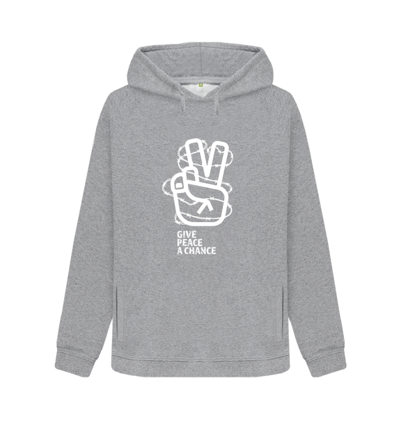 Light Heather Threaded Rebels, Women's Certified Organic Cotton Pullover Hoodie, Peace W