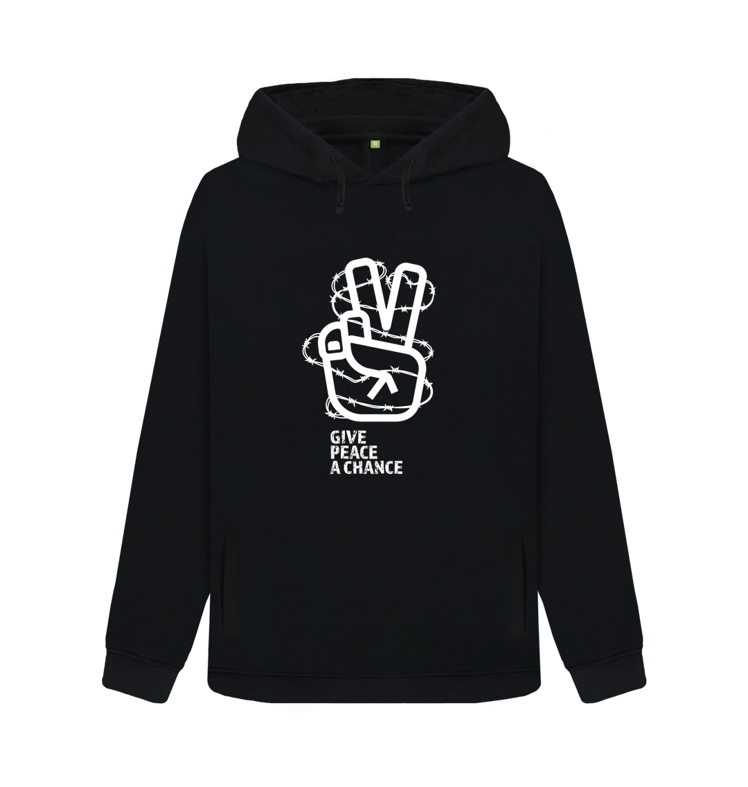 Black Threaded Rebels, Women's Certified Organic Cotton Pullover Hoodie, Peace W