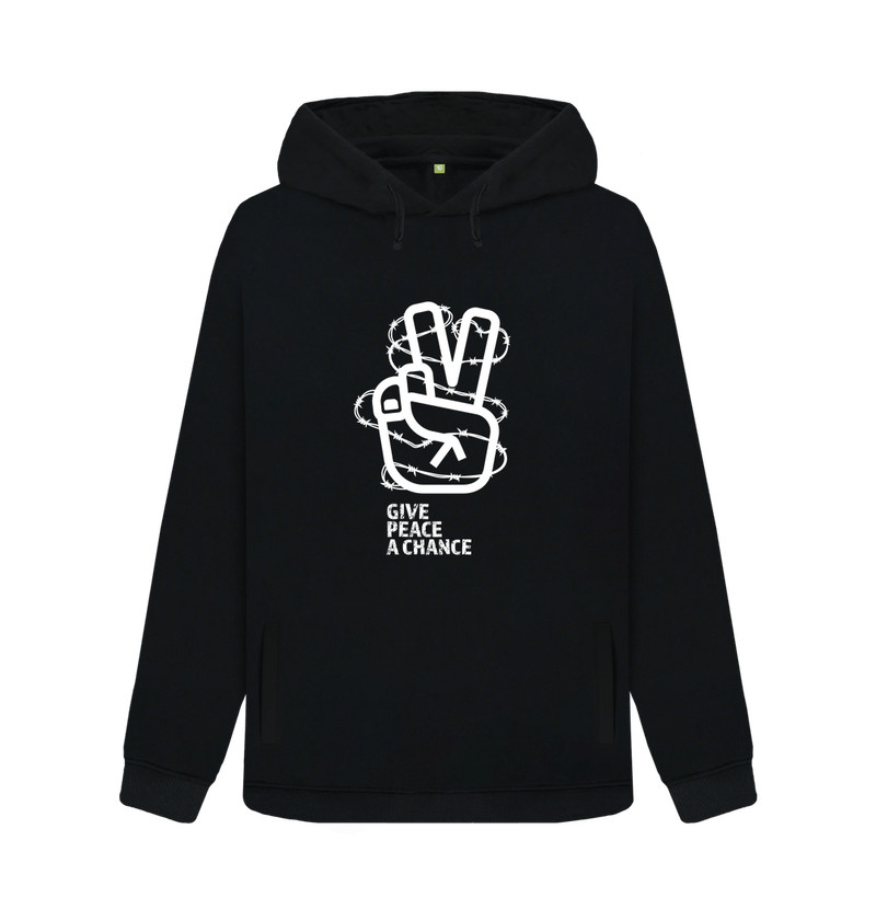 Black Threaded Rebels, Women's Certified Organic Cotton Pullover Hoodie, Peace W