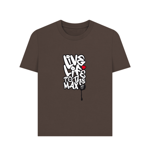 Chocolate Threaded Rebels, Women's Certified Organic Cotton T-shirt Live Life B