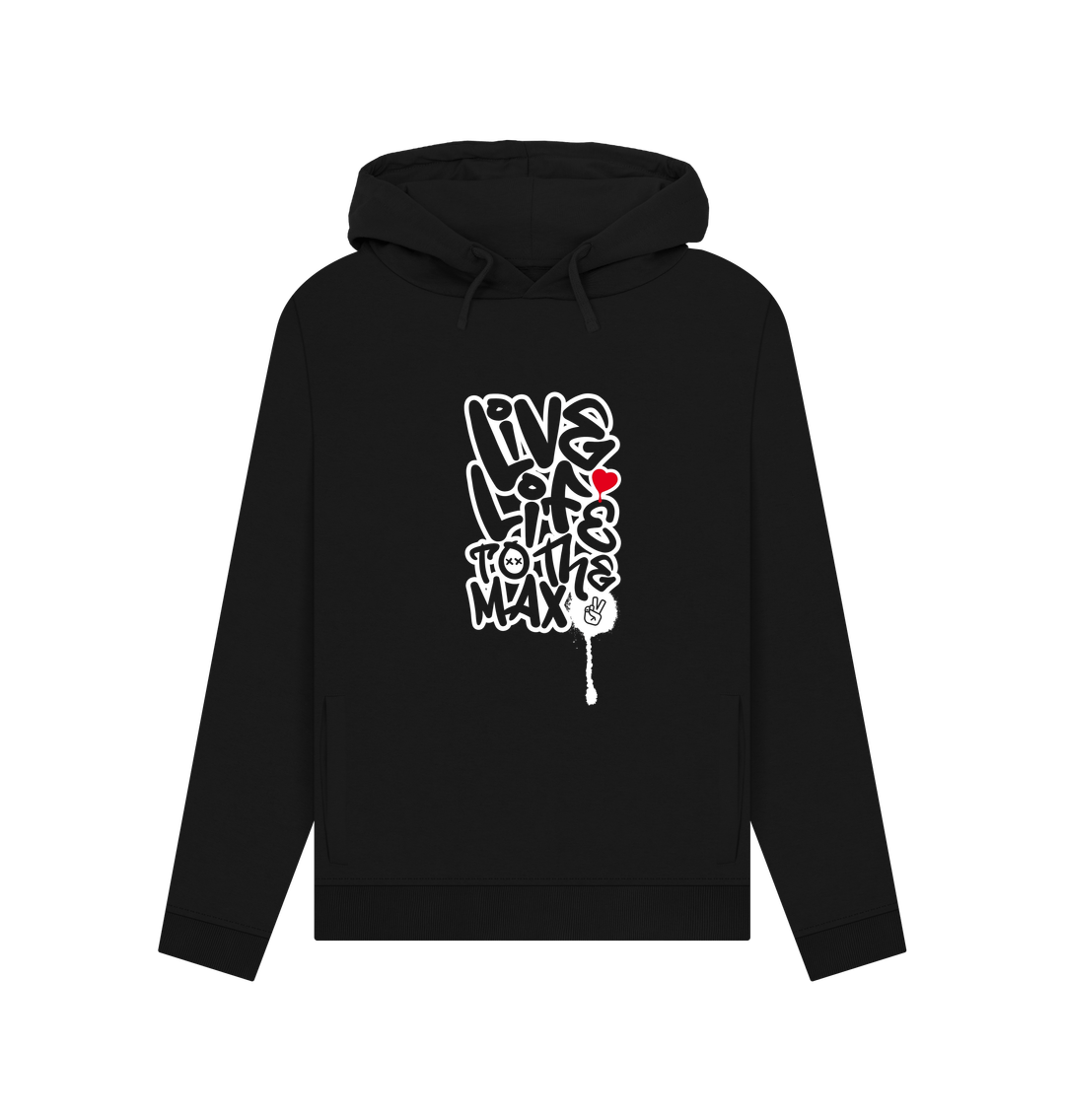 Black Threaded Rebels, Women's Certified Organic Cotton Pullover Hoodie, live Life W