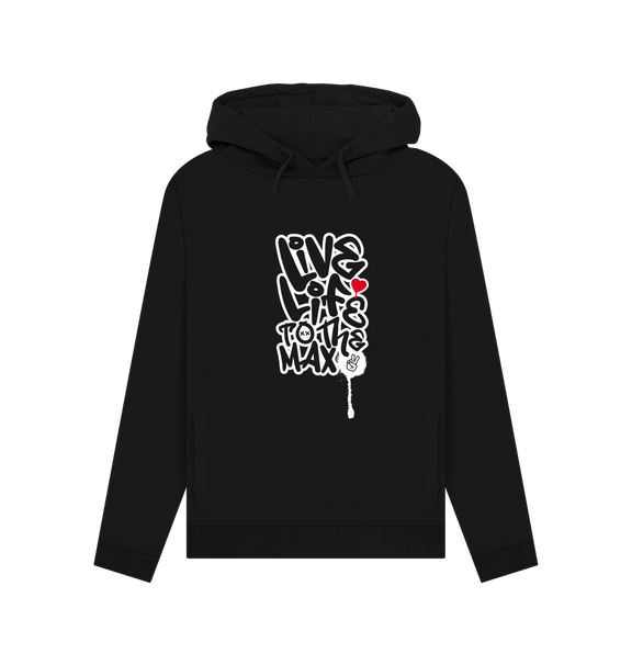 Black Threaded Rebels, Women's Certified Organic Cotton Pullover Hoodie, live Life W