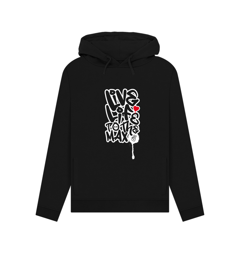 Black Threaded Rebels, Women's Certified Organic Cotton Pullover Hoodie, live Life W