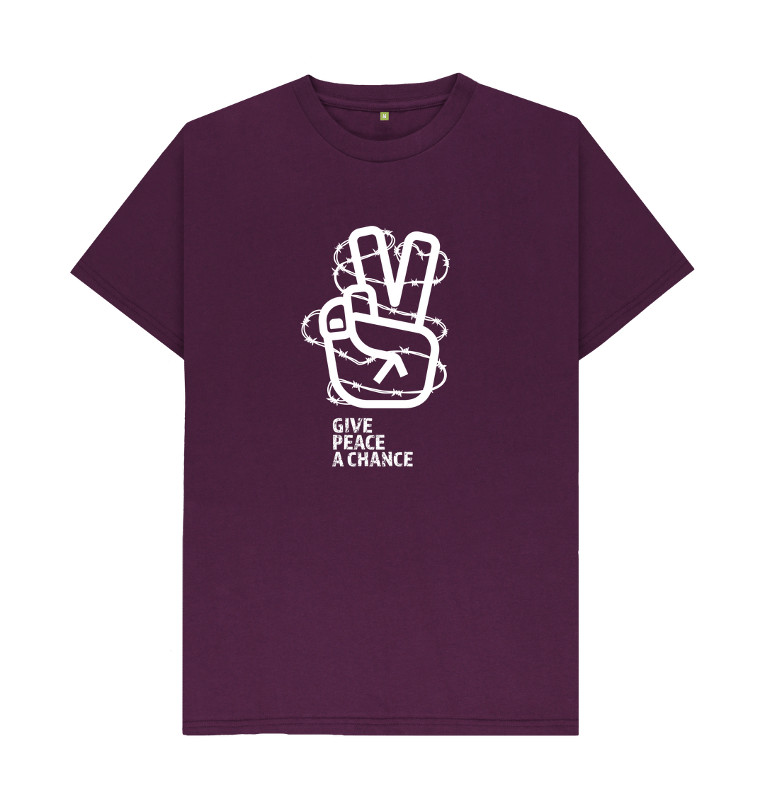 Purple Threaded Rebels, Men's Certified Organic Cotton T-shirt, Front Peace W