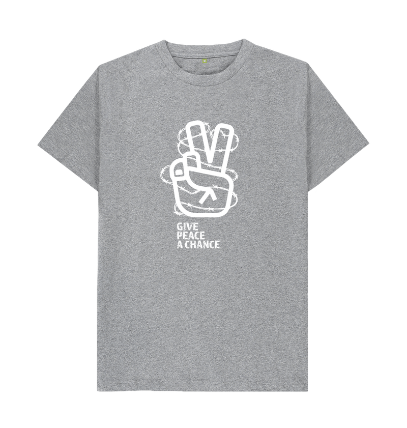 Athletic Grey Threaded Rebels, Men's Certified Organic Cotton T-shirt, Front Peace W