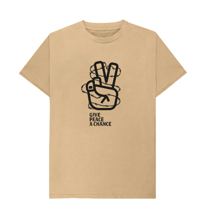 Sand Threaded Rebels, Men's Certified Organic Cotton T-shirt, Front Peace B