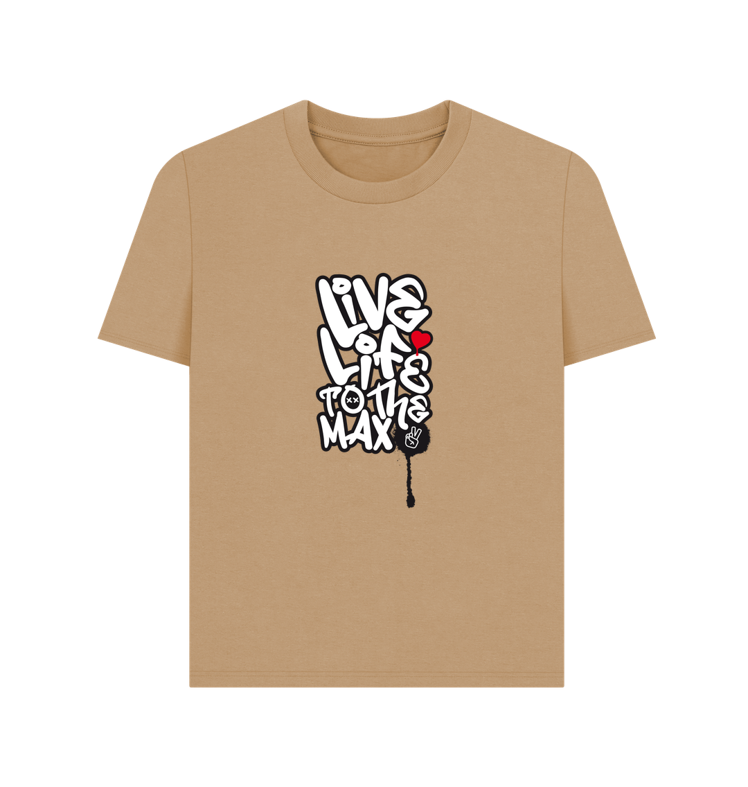 Sand Threaded Rebels, Women's Certified Organic Cotton T-shirt Live Life B