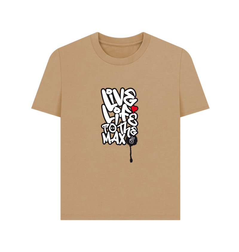 Sand Threaded Rebels, Women's Certified Organic Cotton T-shirt Live Life B