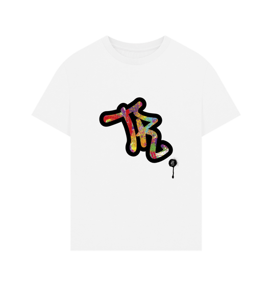 White Threaded Rebels Men's Oversized Black TR Graffiti Tshirt