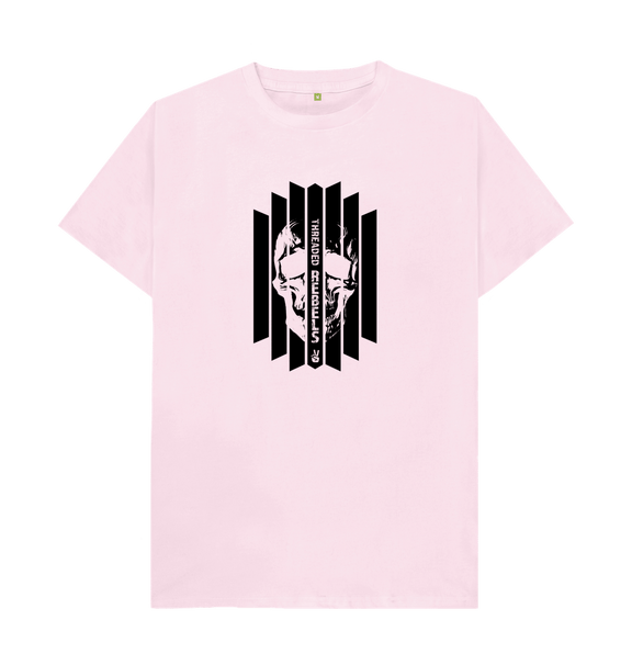 Pink Threaded Rebels, Men's Certified Organic Cotton T-shirt, Front Skull Vertical BW