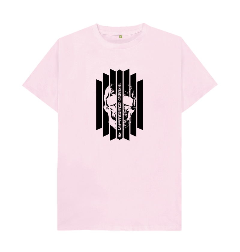 Pink Threaded Rebels, Men's Certified Organic Cotton T-shirt, Front Skull Vertical BW