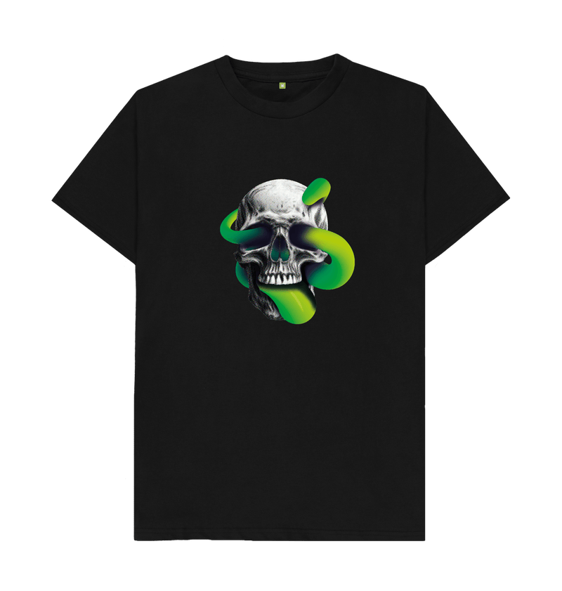 Black Threaded Rebels, Men's Certified Organic Cotton T-shirt, Front Skull Tongue G