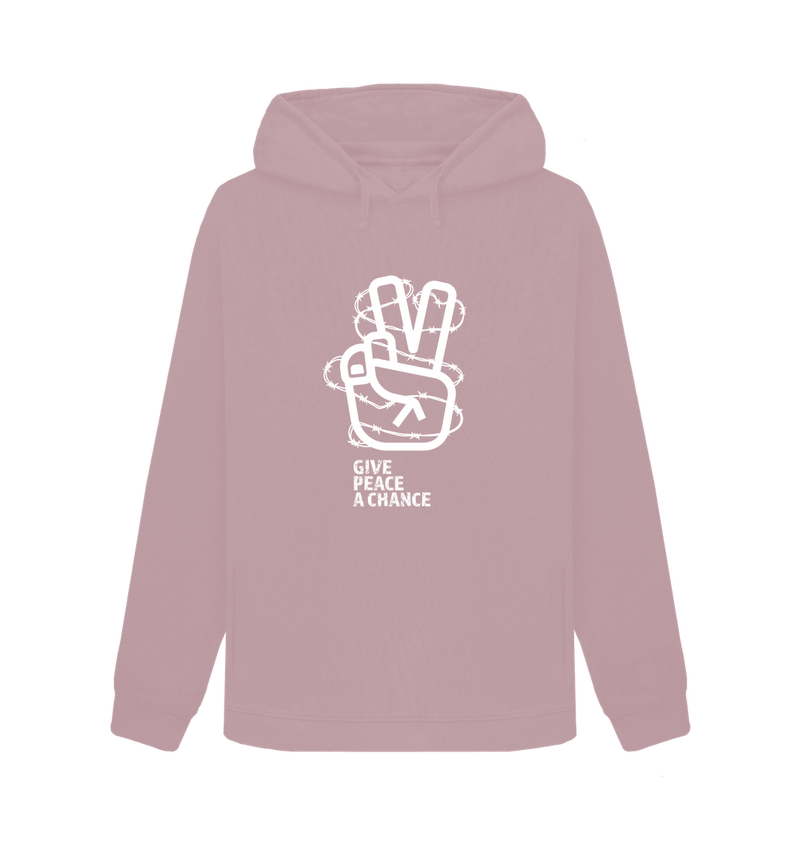 Mauve Threaded Rebels, Women's Certified Organic Cotton Pullover Hoodie, Peace W