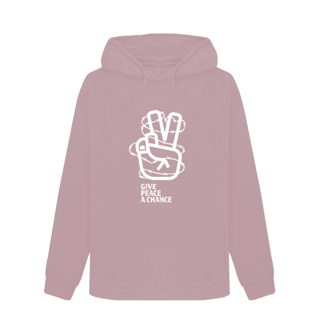 Mauve Threaded Rebels, Women's Certified Organic Cotton Pullover Hoodie, Peace W