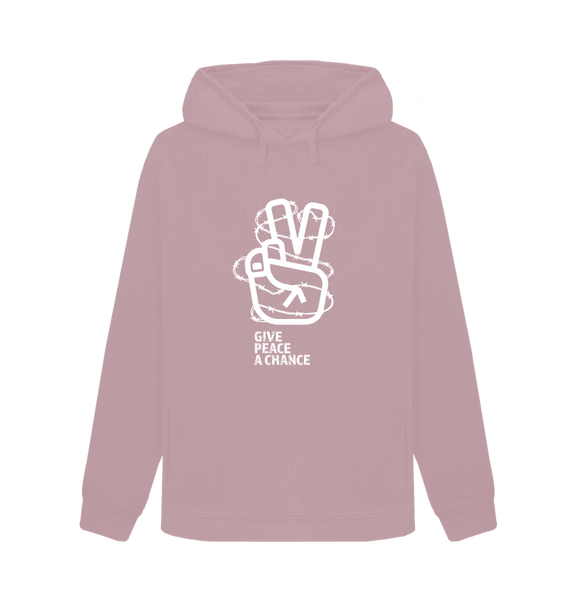 Mauve Threaded Rebels, Women's Certified Organic Cotton Pullover Hoodie, Peace W