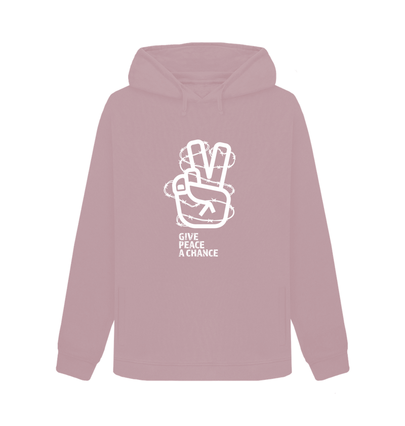 Mauve Threaded Rebels, Women's Certified Organic Cotton Pullover Hoodie, Peace W