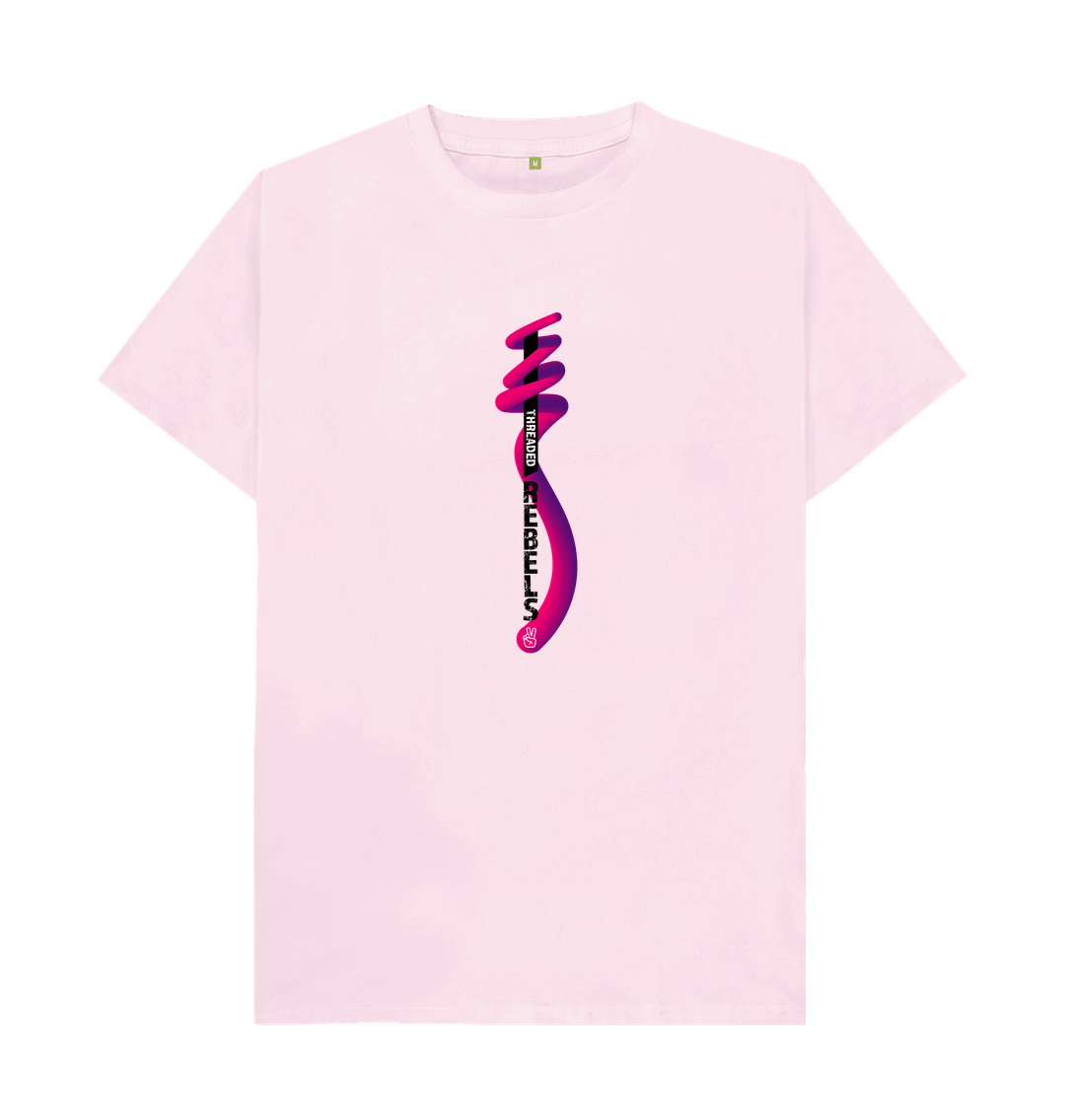 Pink Threaded Rebels, Men's Certified Organic Cotton T-shirt, Front Vertical Twirl PB