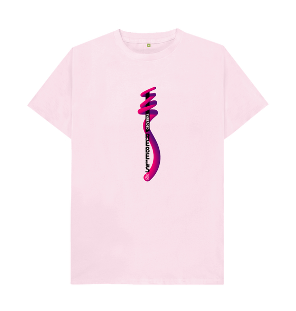 Pink Threaded Rebels, Men's Certified Organic Cotton T-shirt, Front Vertical Twirl PB