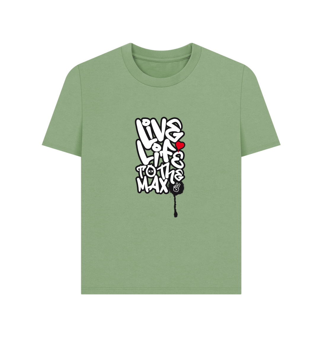 Sage Threaded Rebels, Women's Certified Organic Cotton T-shirt Live Life B