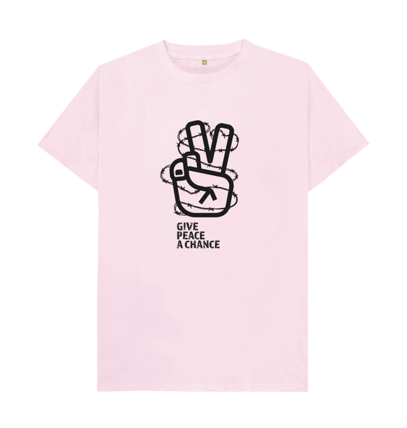 Pink Threaded Rebels, Men's Certified Organic Cotton T-shirt, Front Peace B