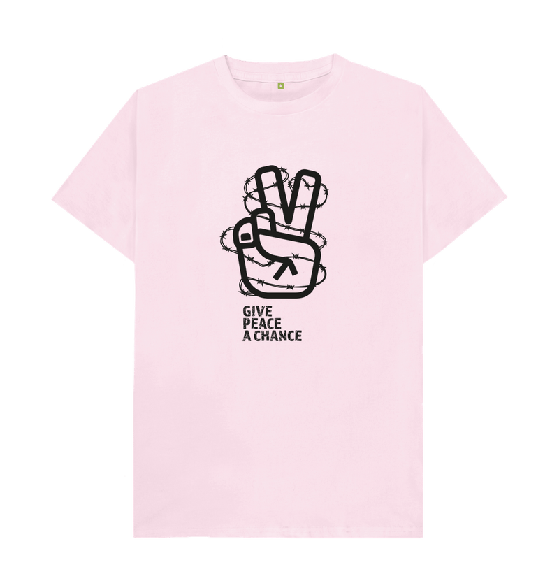 Pink Threaded Rebels, Men's Certified Organic Cotton T-shirt, Front Peace B