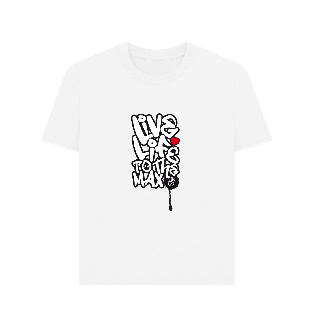 White Threaded Rebels, Women's Certified Organic Cotton T-shirt Live Life B