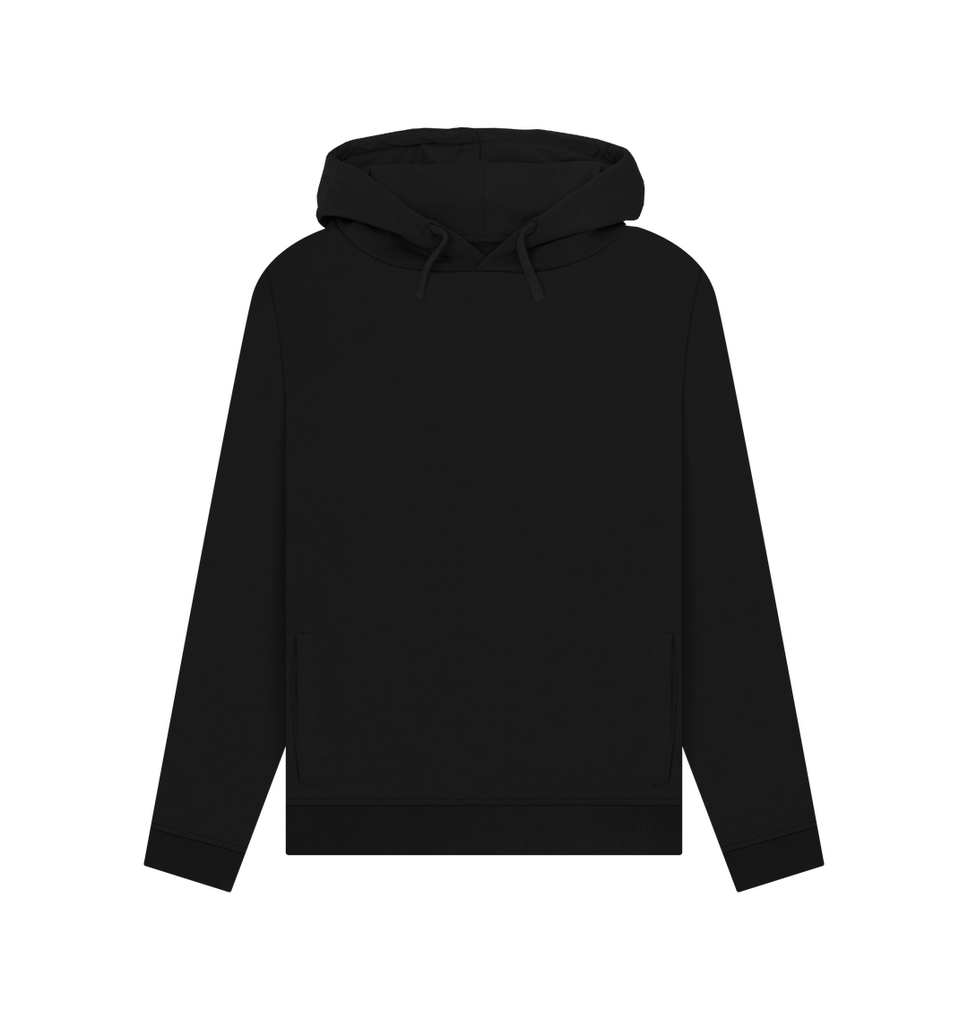 Black Threaded Rebels, Women's Certified Organic Cotton Pullover Hoodie Live Life, Rear W