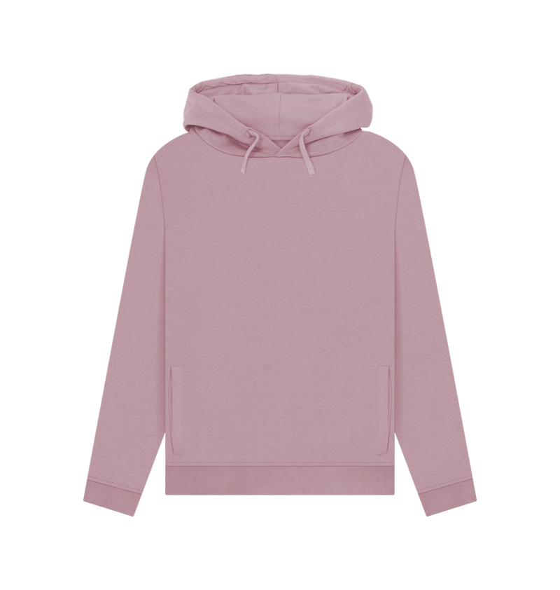 Mauve Threaded Rebels, Women's Certified Organic Cotton Pullover Hoodie live Life, Rear W