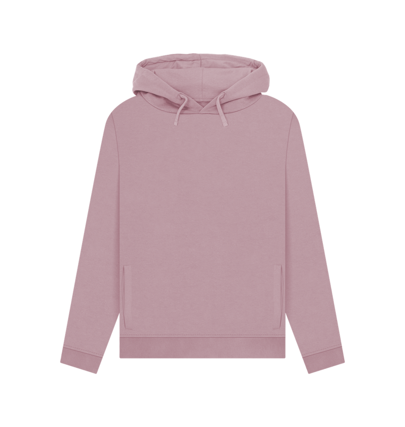 Mauve Threaded Rebels, Women's Certified Organic Cotton Pullover Hoodie Live Life, Rear W