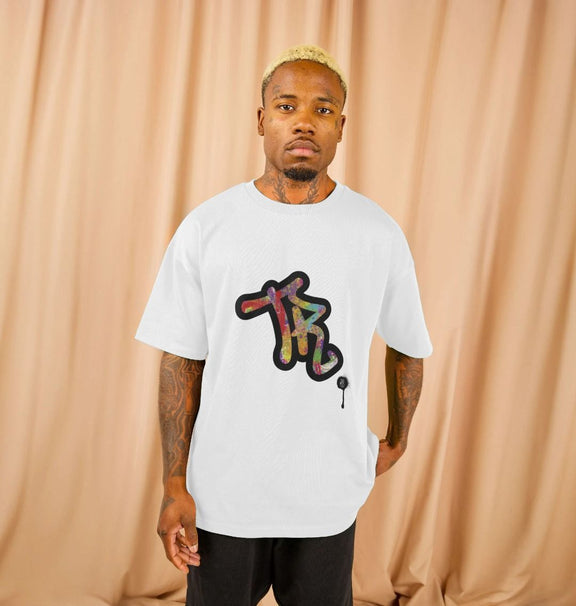 Threaded Rebels Men's Oversized Black TR Graffiti Logo Tshirt